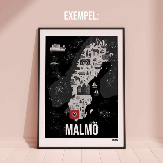 Valfri Ort Sverigekarta Poster