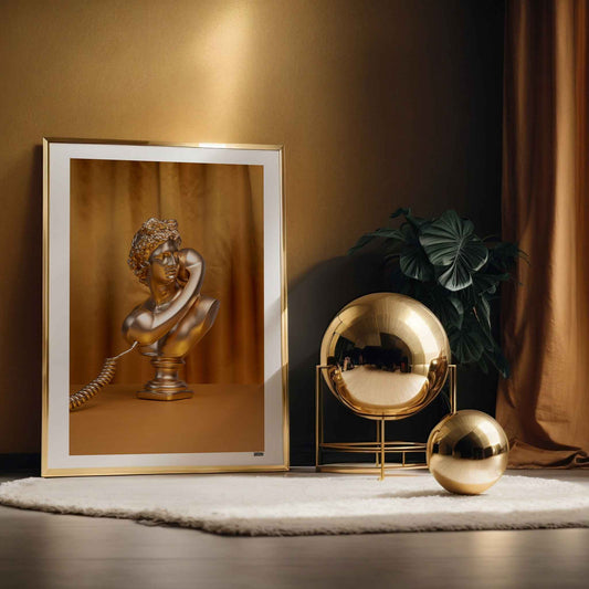 Golden Statue Telephone Poster
