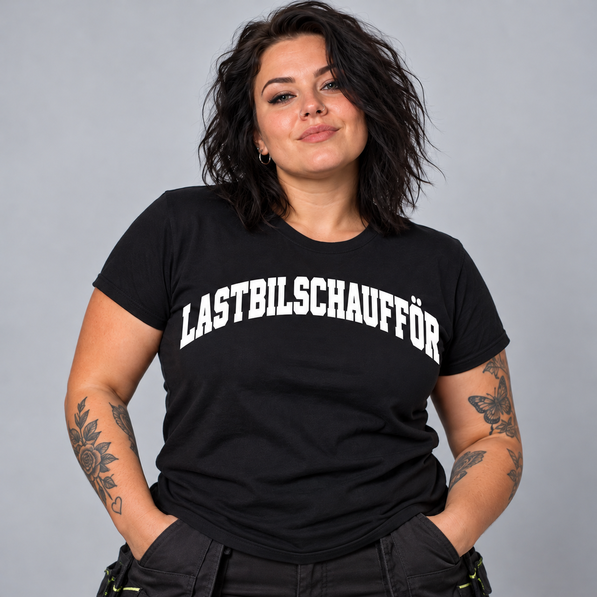 Lastbilschaufför College Text T-shirt