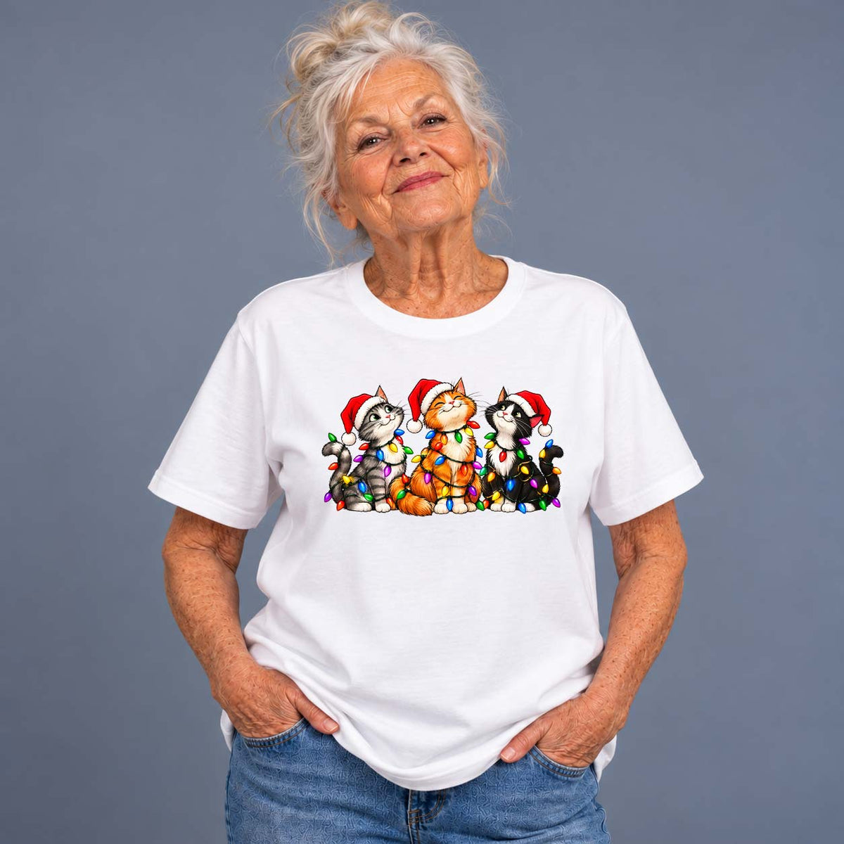 Katter Med Julbelysning T-shirt