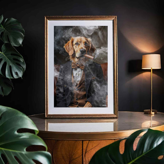 Golden Retriever Smoking Poster
