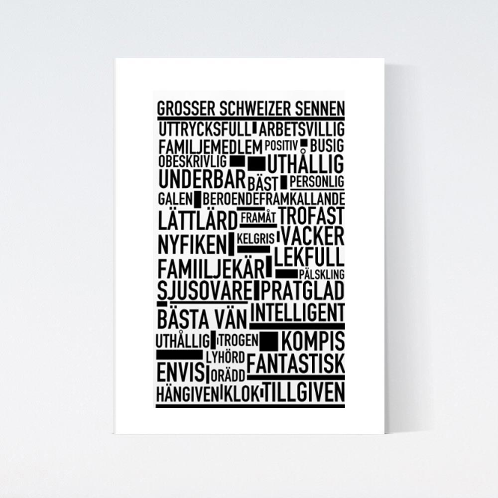 Grosser Schweizer Sennen Text Poster