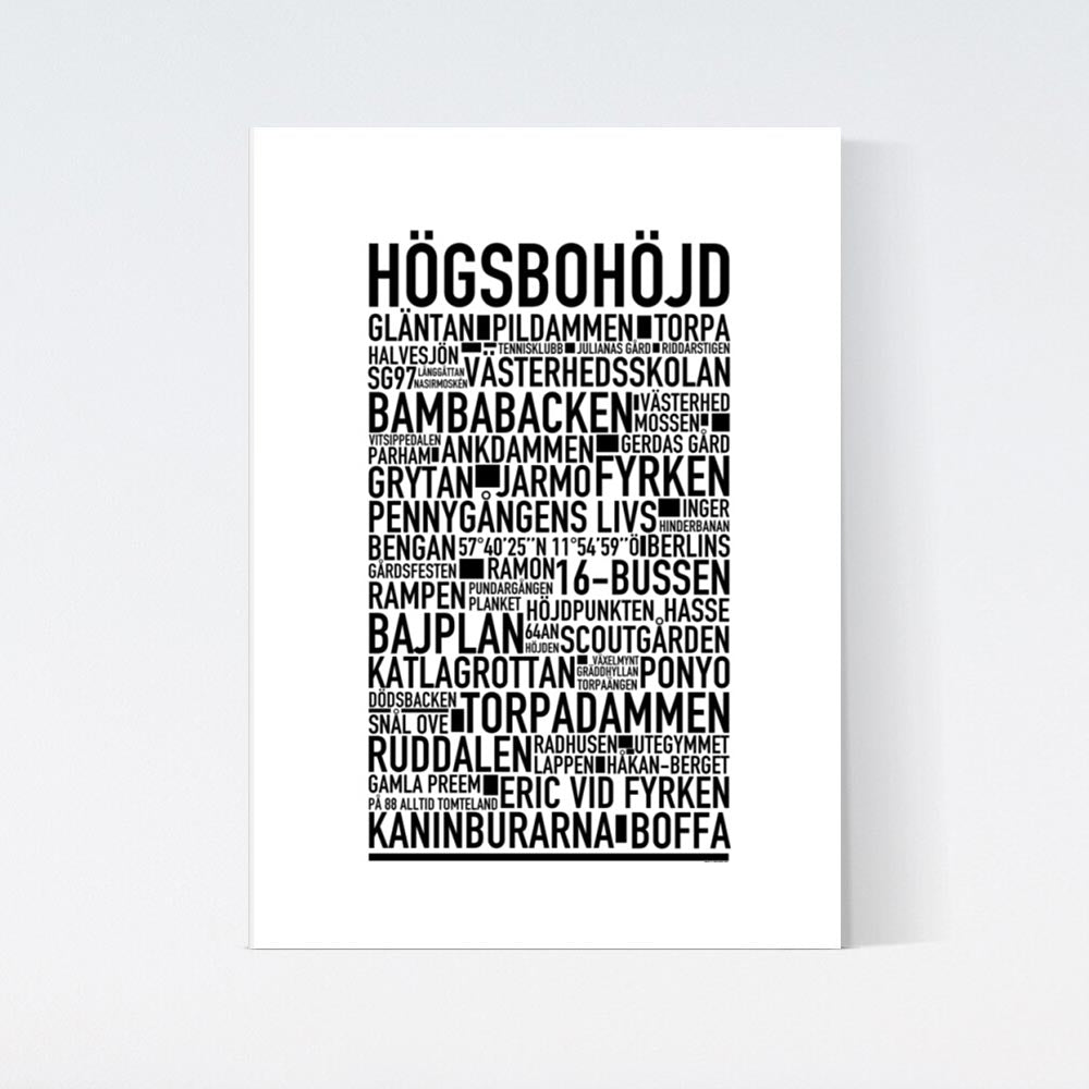 Högsbohöjd Text Poster