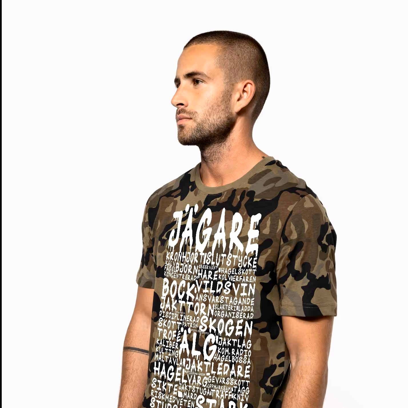 Jägare Camouflage Graffiti Text T-shirt