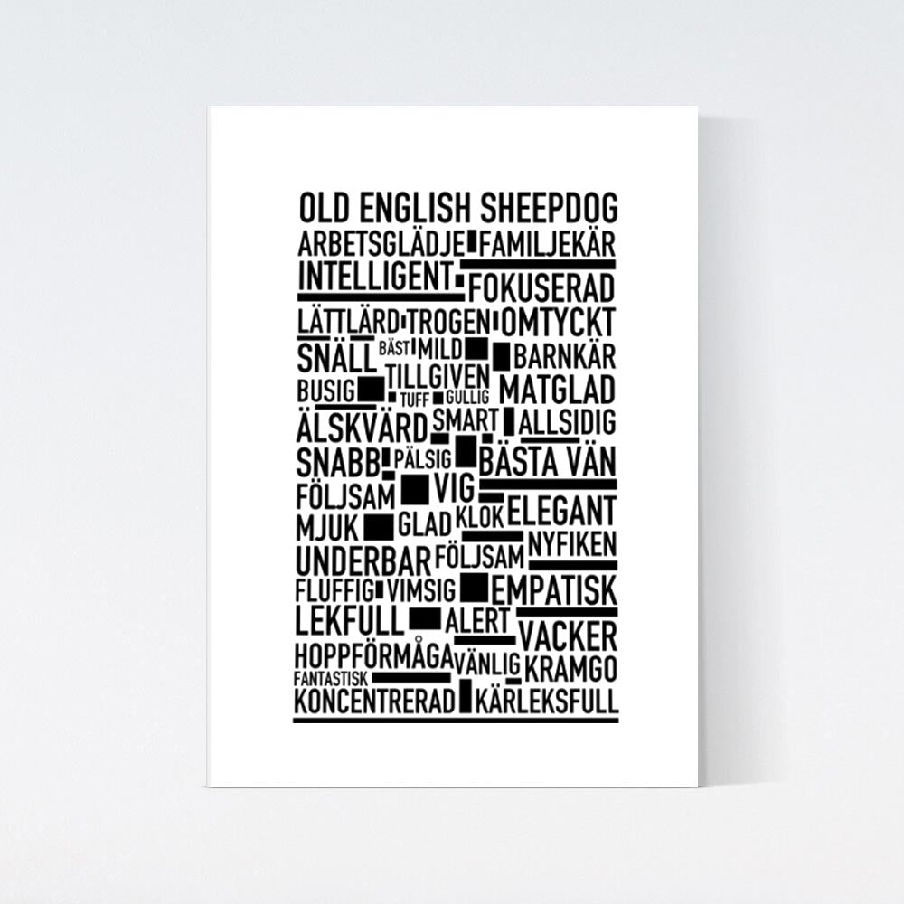 Old English Sheepdog Text Poster