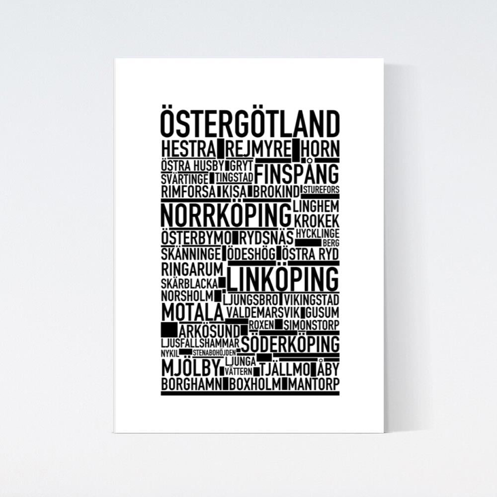 Östergötland Landskap Text Poster