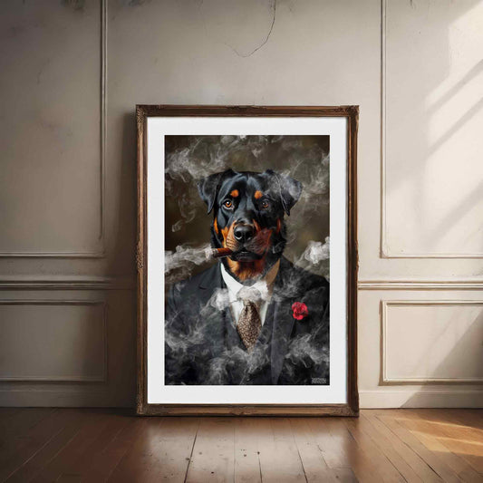 Rottweiler Smoking Poster