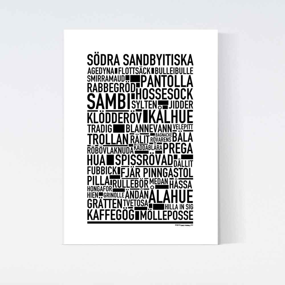 Södra Sandbyitiska Dialekt Text Poster