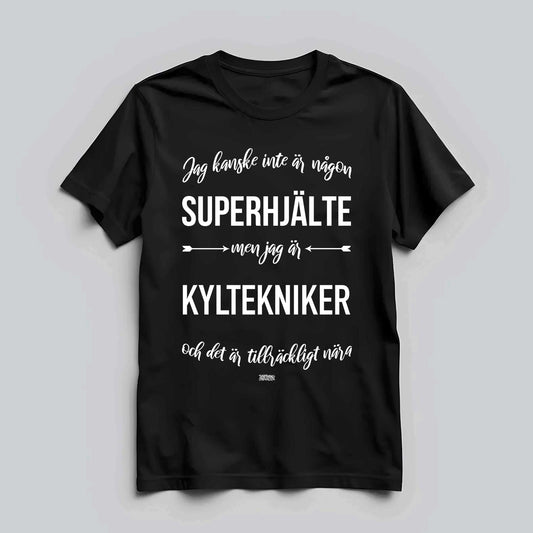 Superhjälte Kyltekniker Text T-shirt