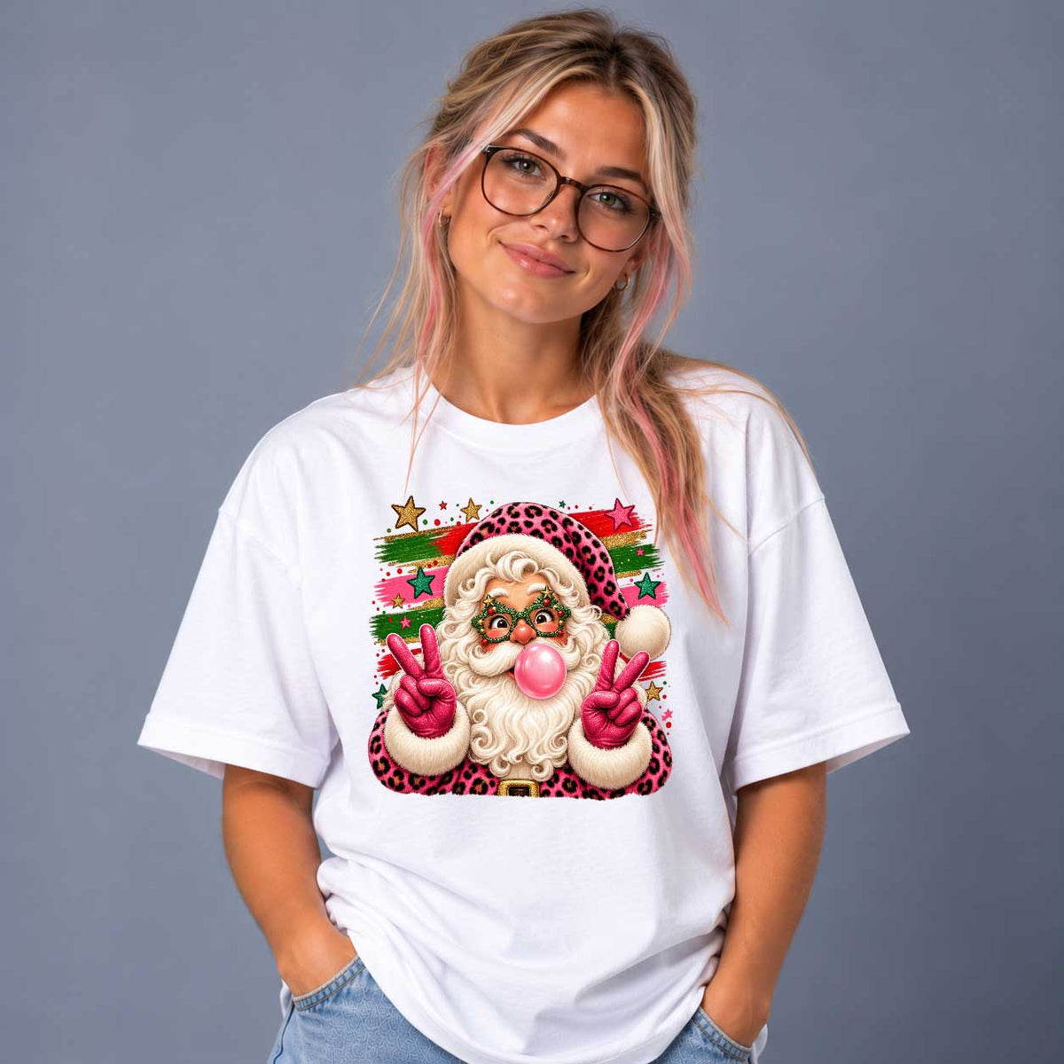 Glittrig Leopard Tomte T-shirt