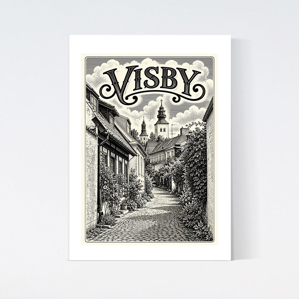 Visby Fiskargränd Nostalgi Poster