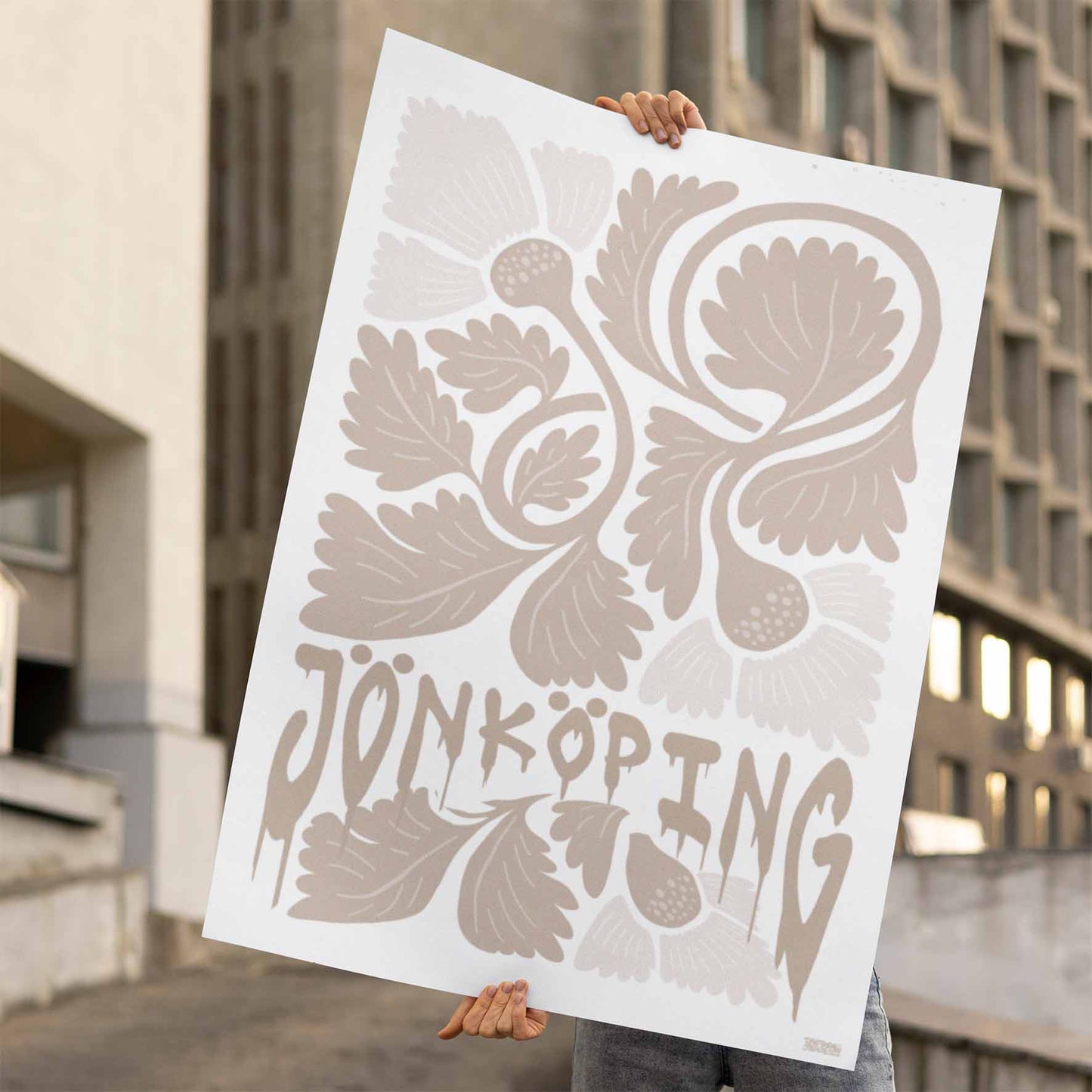 Jönköping Grafitti Beige Poster