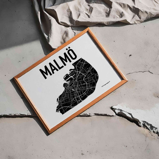 Malmö Black Map Poster