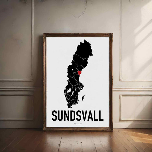 Sundsvall Red Heart Poster