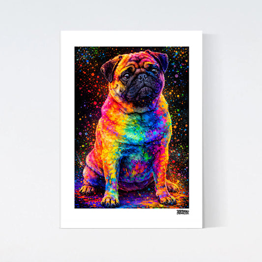 Mops Färgglad Poster