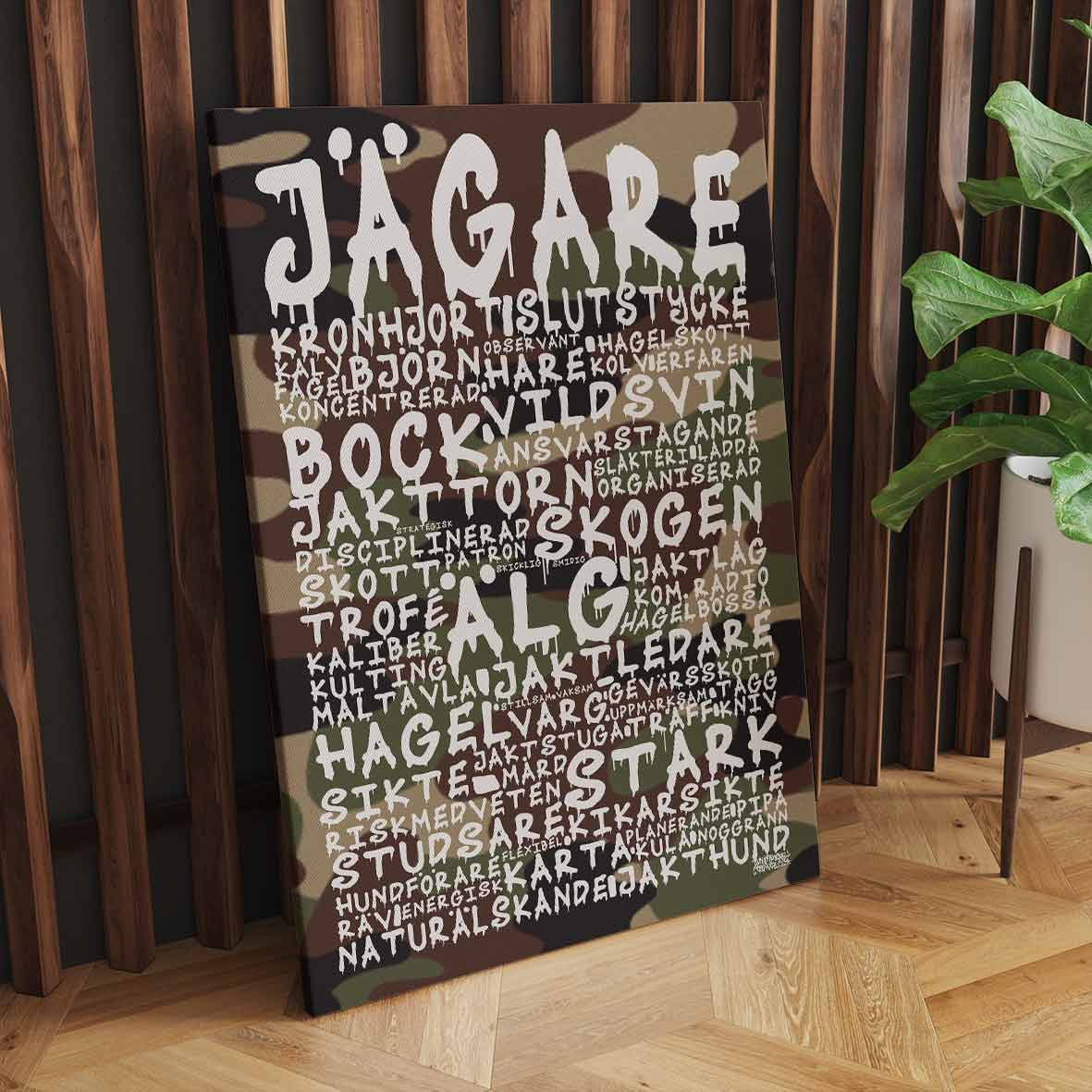 Jägare Graffiti Text Canvastavla