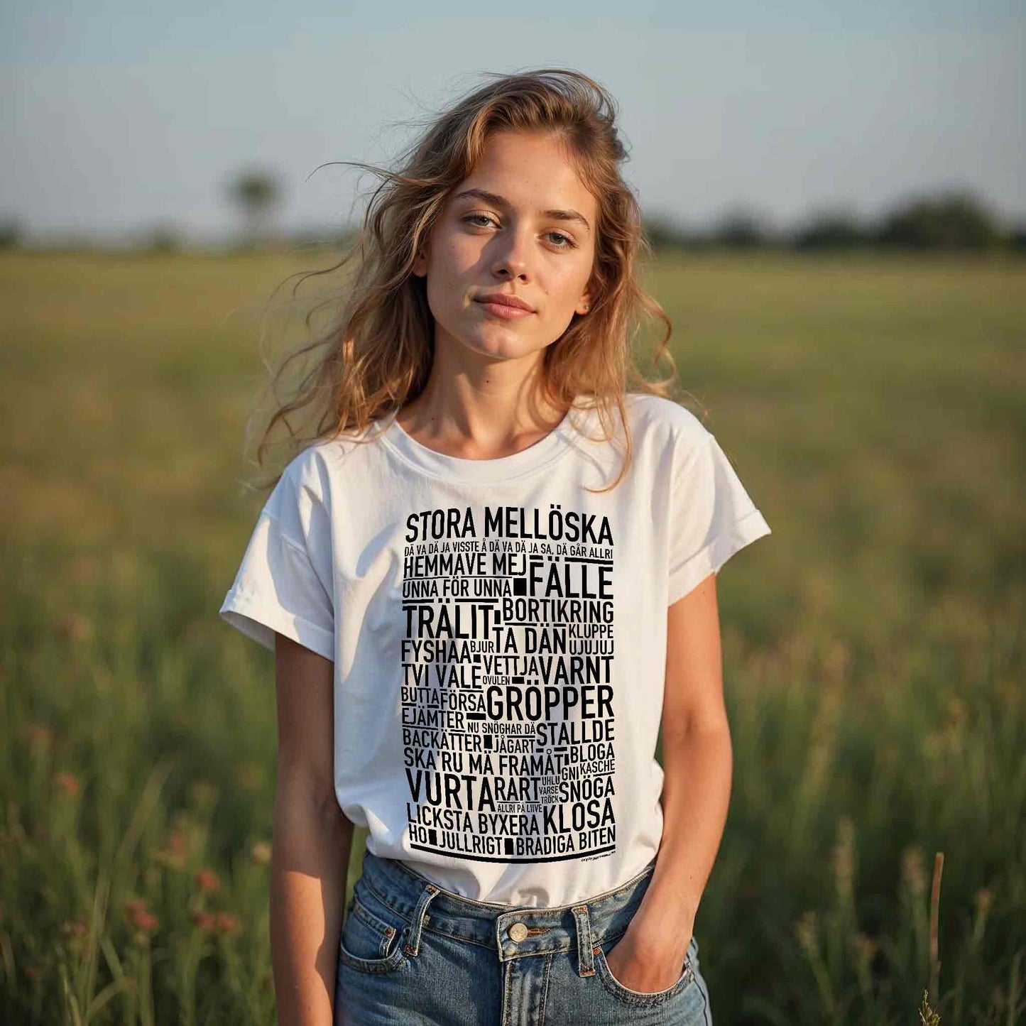 Stora Mellöska Dialekt Text T-shirt