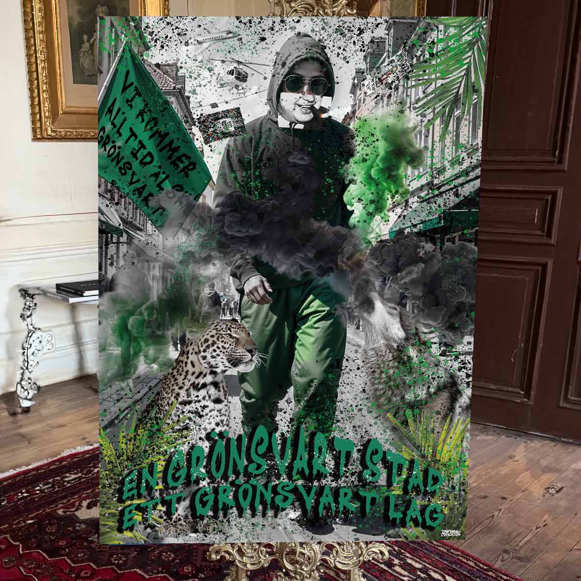 Grönsvart Stad Canvas