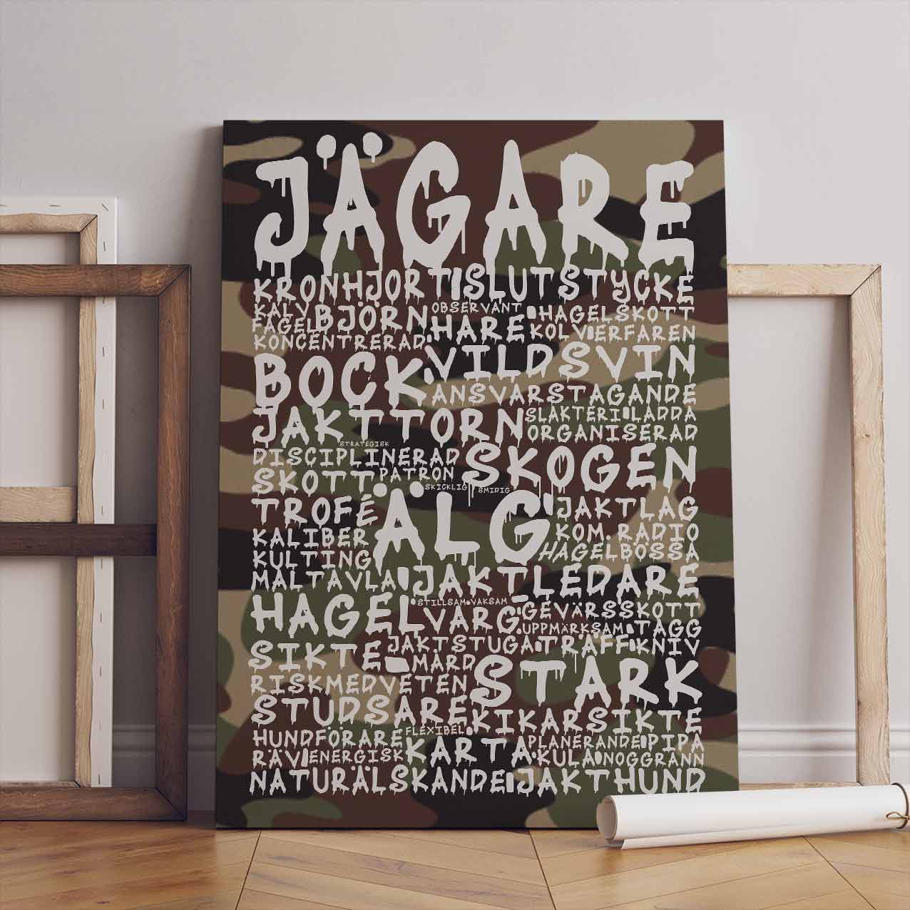 Jägare Graffiti Text Canvastavla