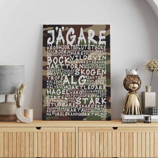 Jägare Graffiti Text Canvastavla