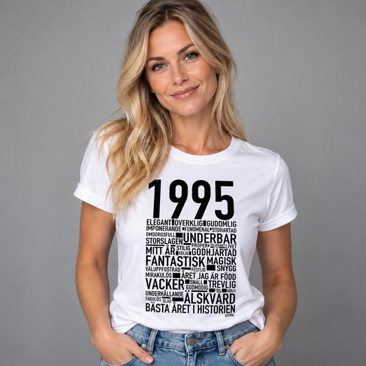 Valfritt Födelseår Text T-shirt