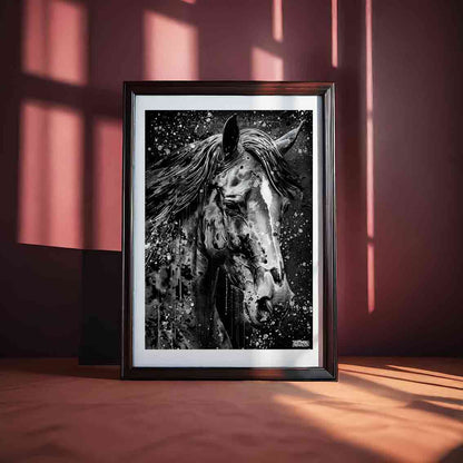 Horse Portrait Black & White Poster