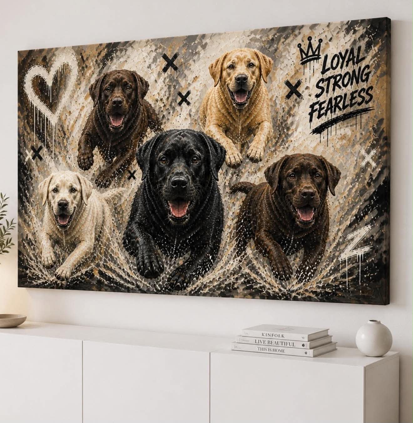 Labradorer färg Canvastavla 80x120cm