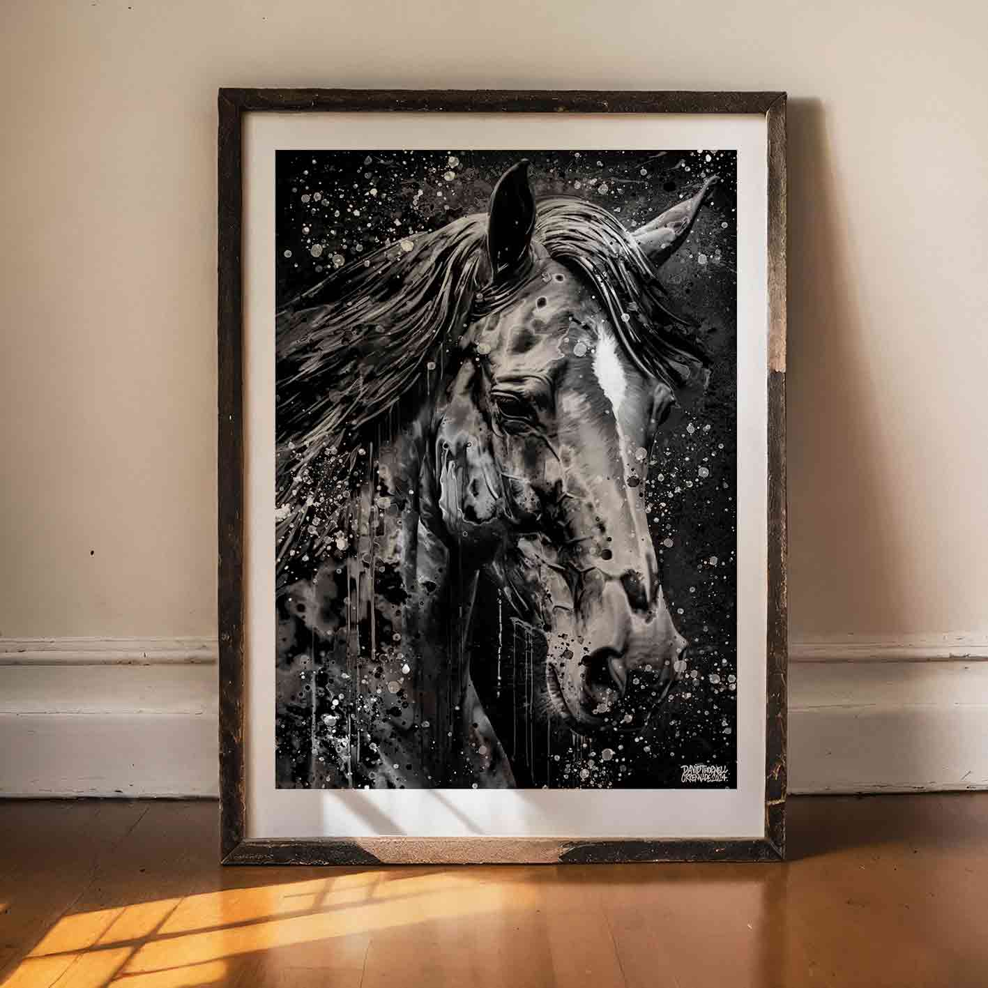 Horse Portrait Black & White Poster