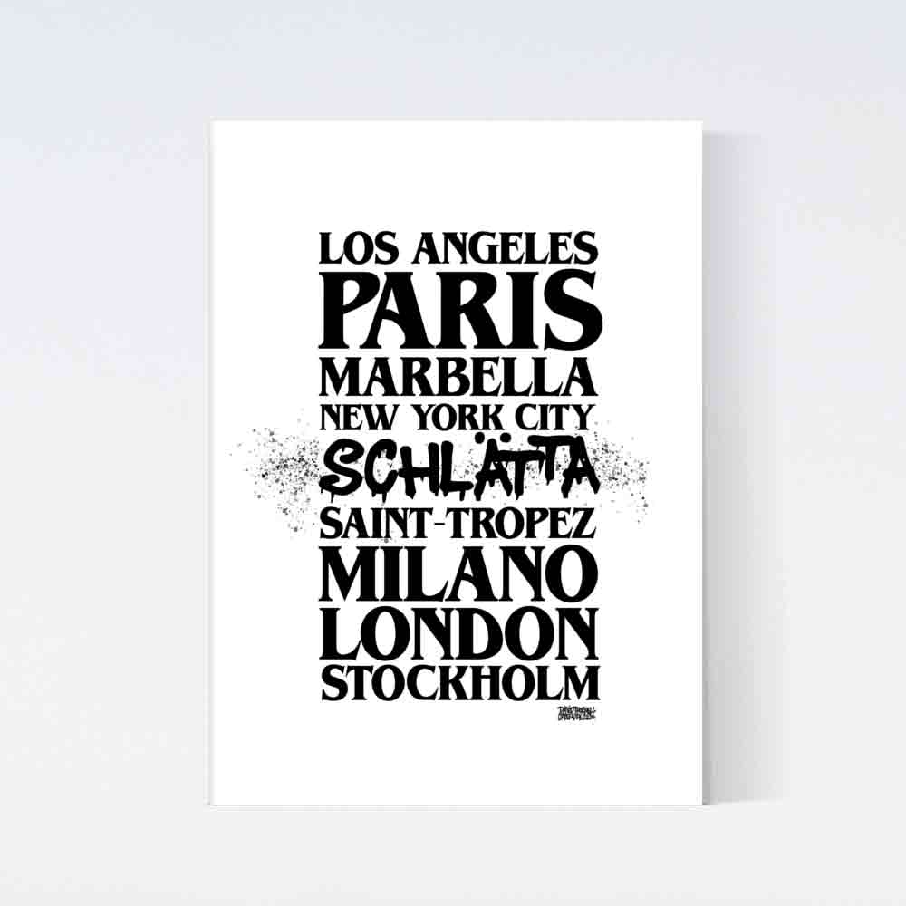 World Cities Schlätta Text Poster