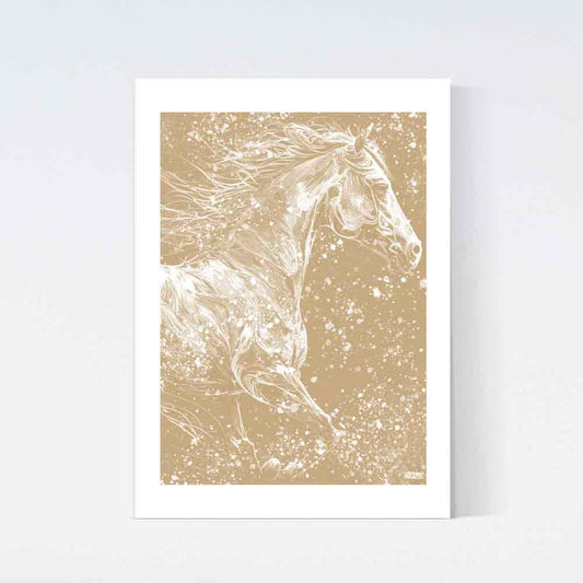 Running Beige Horse Poster