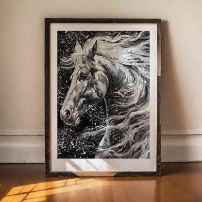 Black & White Horse Poster