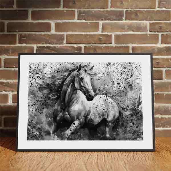 Dreamy Horse Black & White Poster