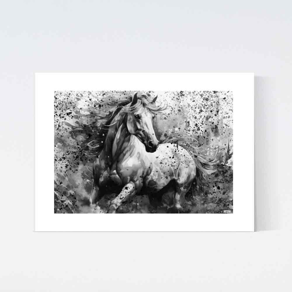 Dreamy Horse Black & White Poster