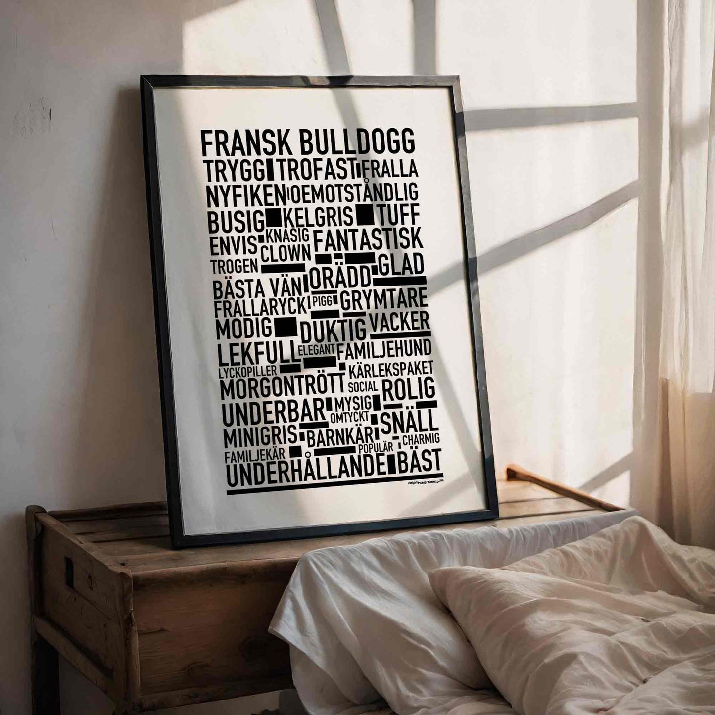 Fransk Bulldogg Text Poster