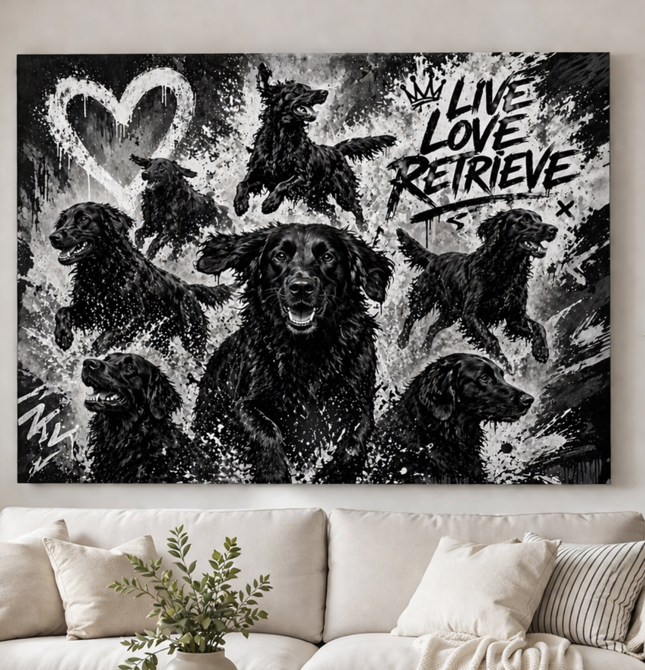 Flatcoated Retriever Canvastavla 80x120cm