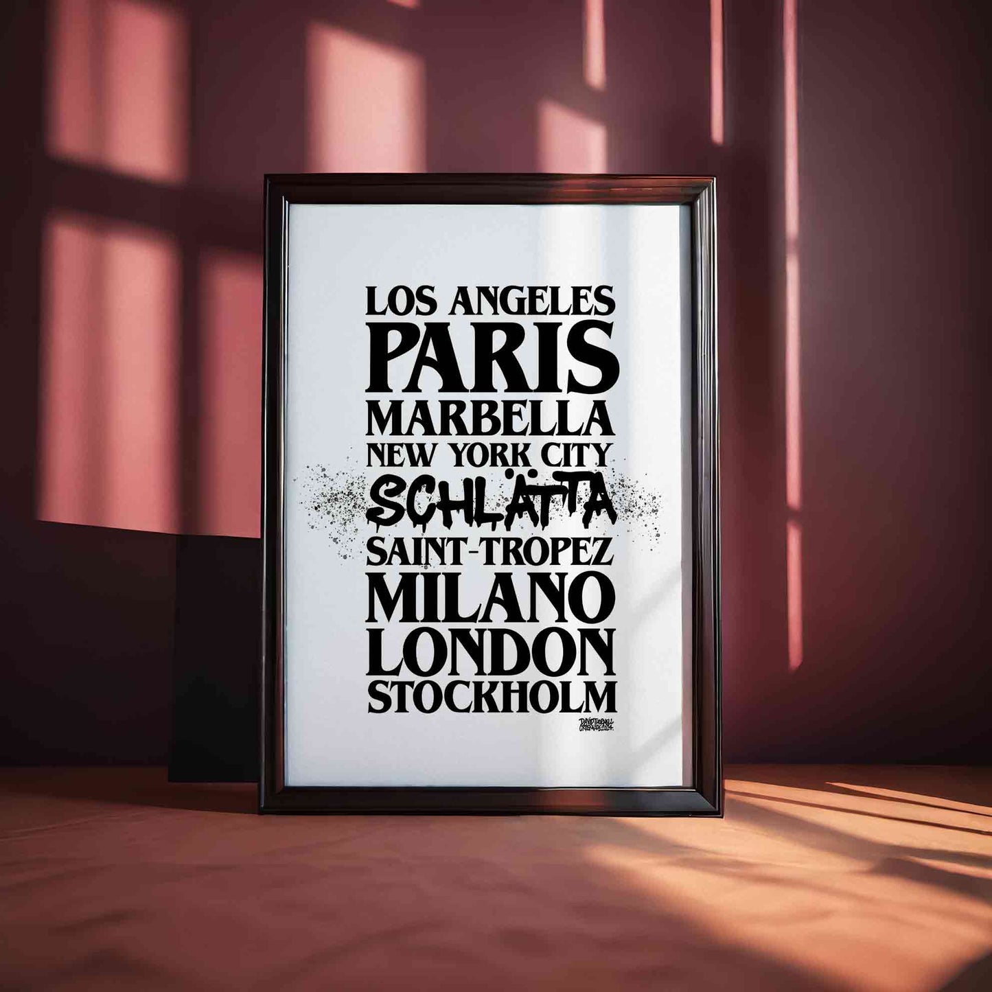 World Cities Schlätta Text Poster