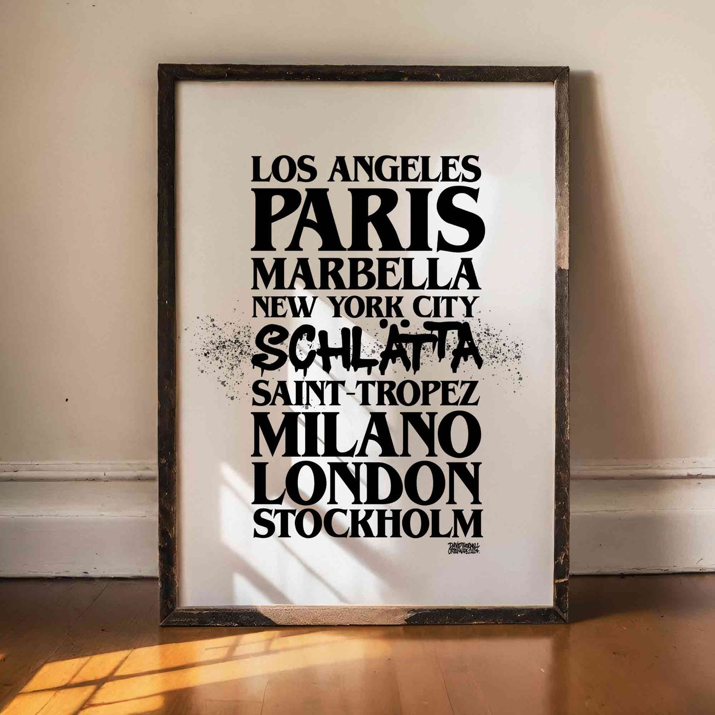 World Cities Schlätta Text Poster