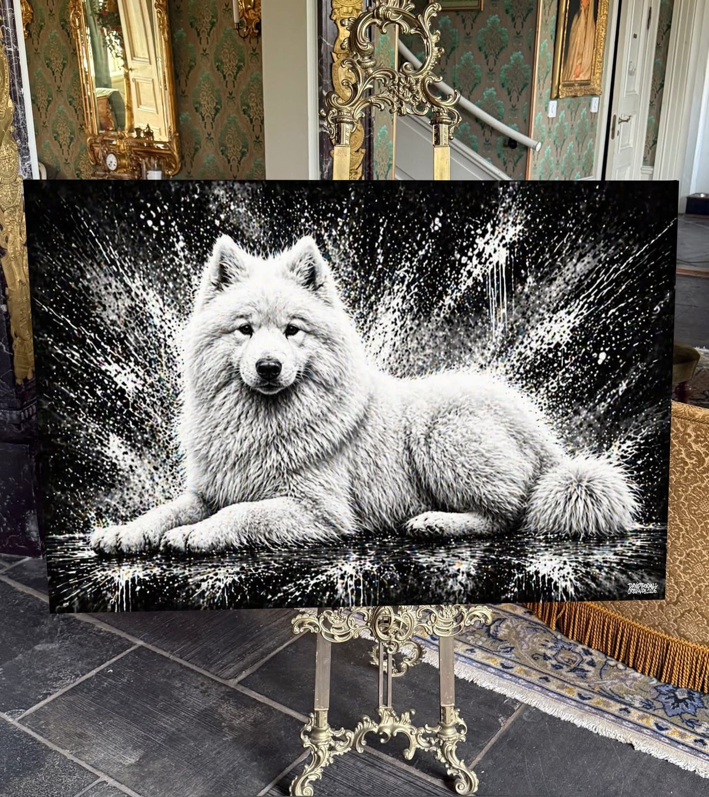 Samojed Canvastavla 80x120cm