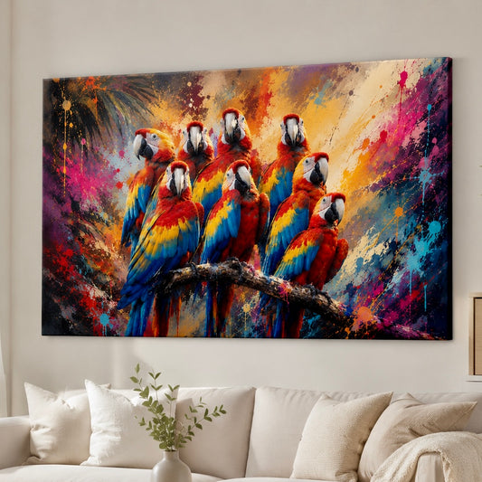 Papegojor Canvastavla 80x120cm