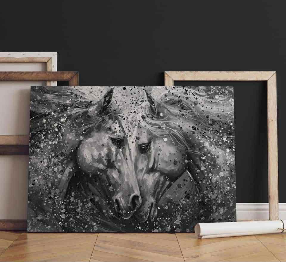 Häst canvastavla 80x120cm