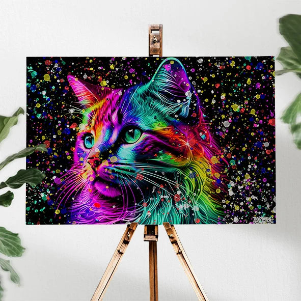 Katt Färgglad Canvas
