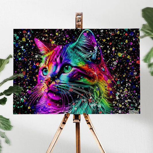 Katt Färgglad Canvas
