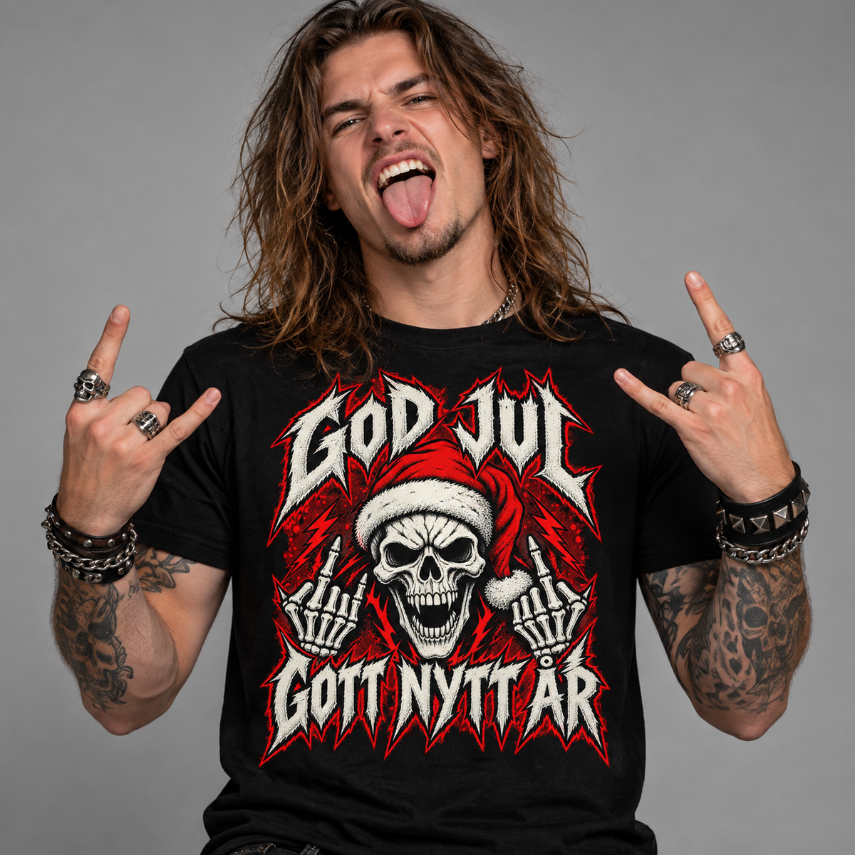 God Jul Heavy Metal Stil T-shirt