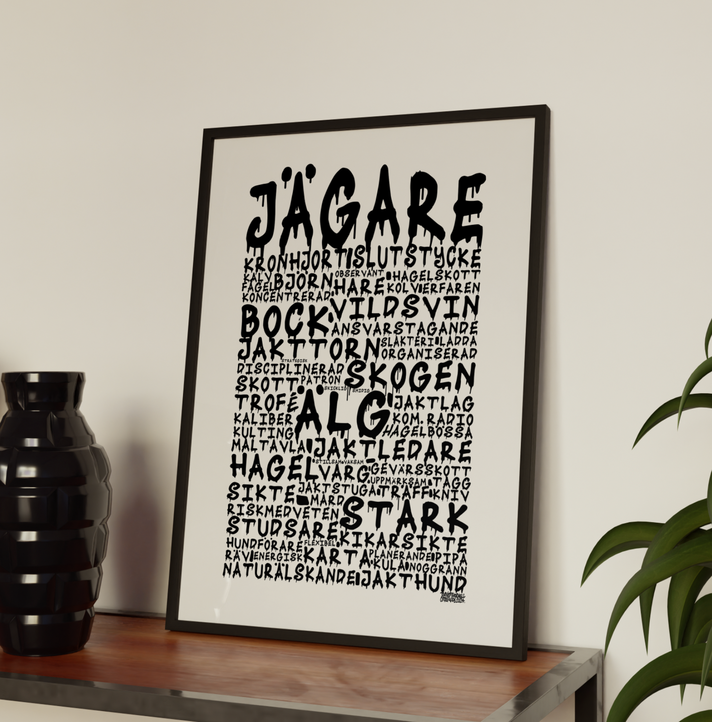 Jägare Graffiti Text Poster