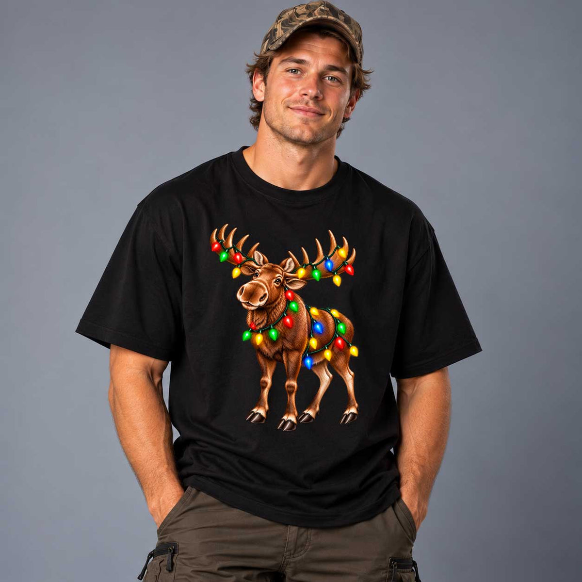 Älg Med Julbelysning T-shirt