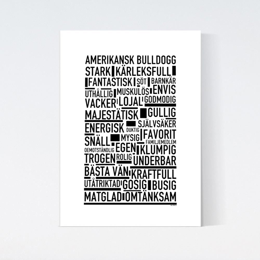 Amerikansk Bulldogg Text Poster