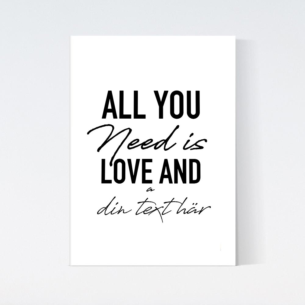 All You Need Is Love And A Text Poster
