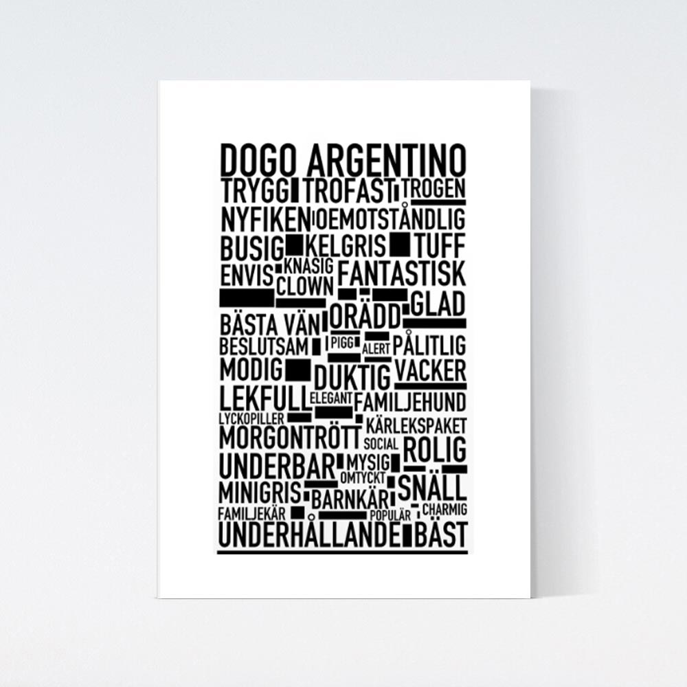 Dogo Argentino Text Poster