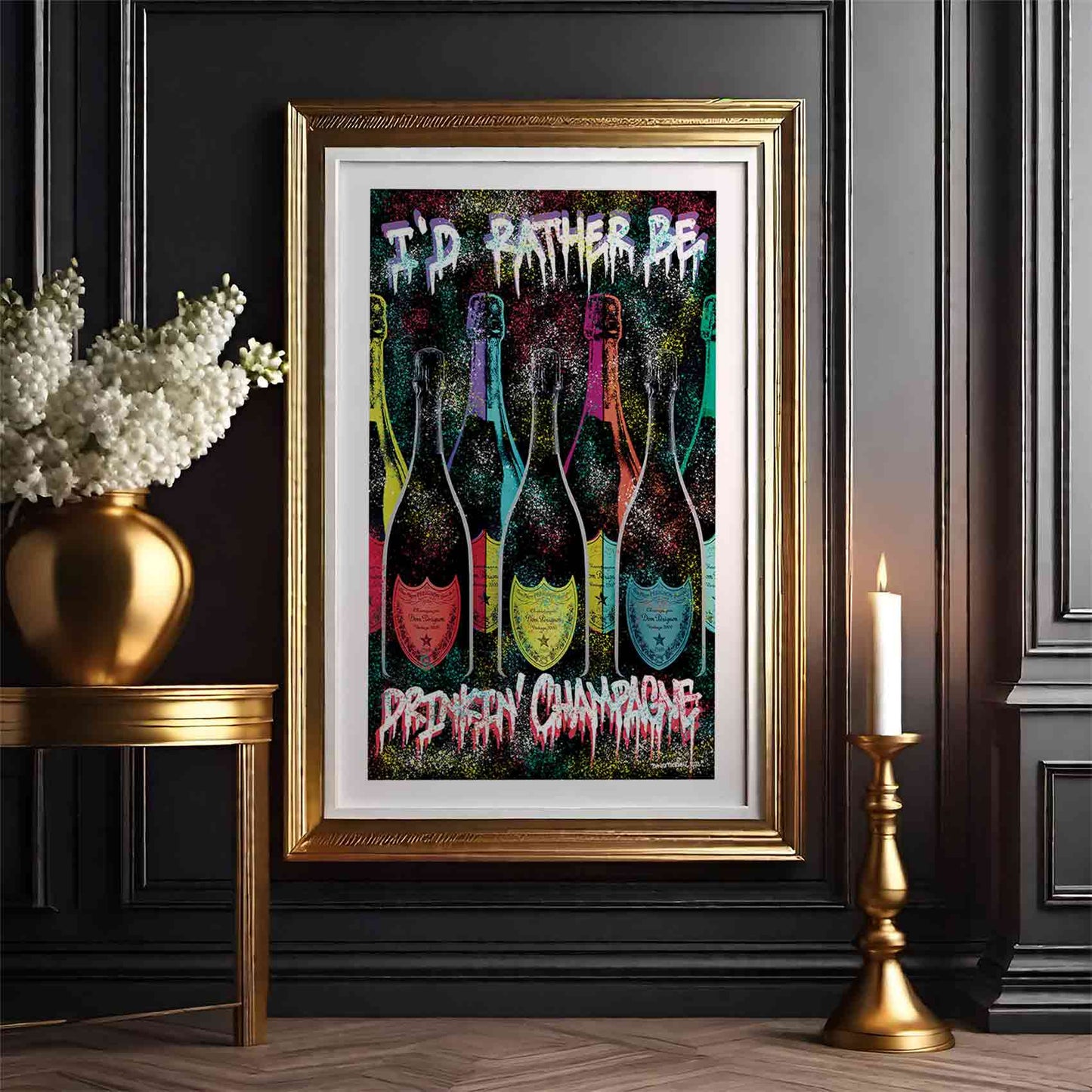 Drinkin' Champagne Graffiti Poster