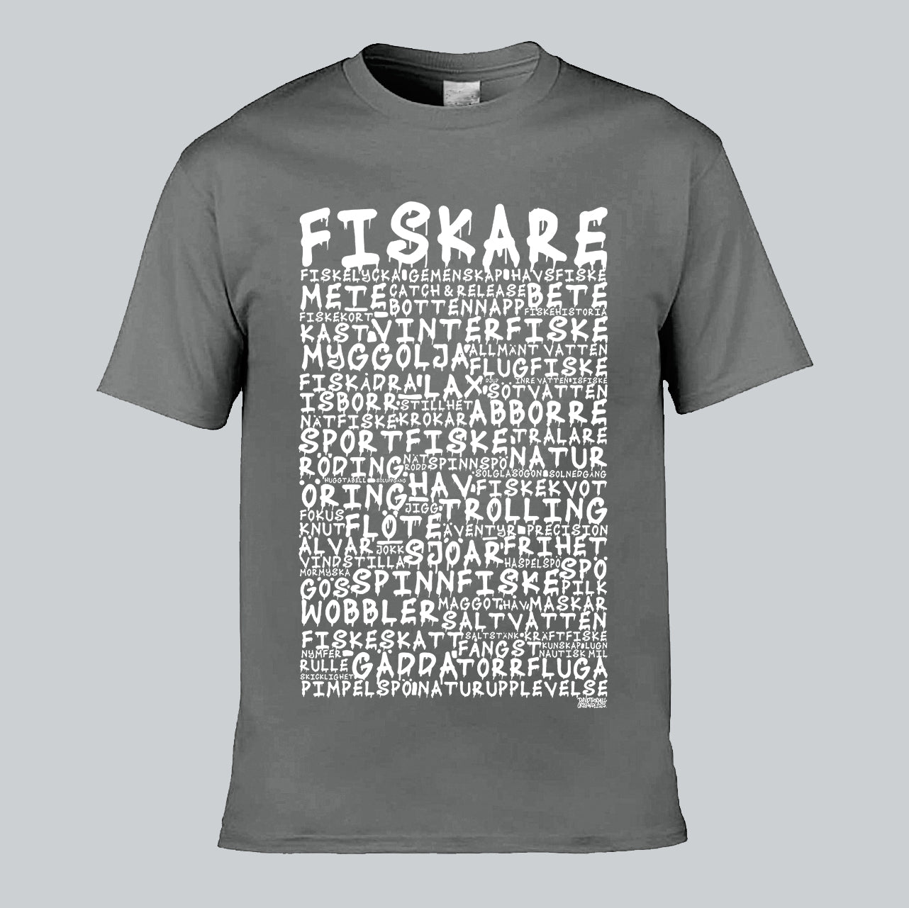 Fiskare Graffiti Text T-shirt